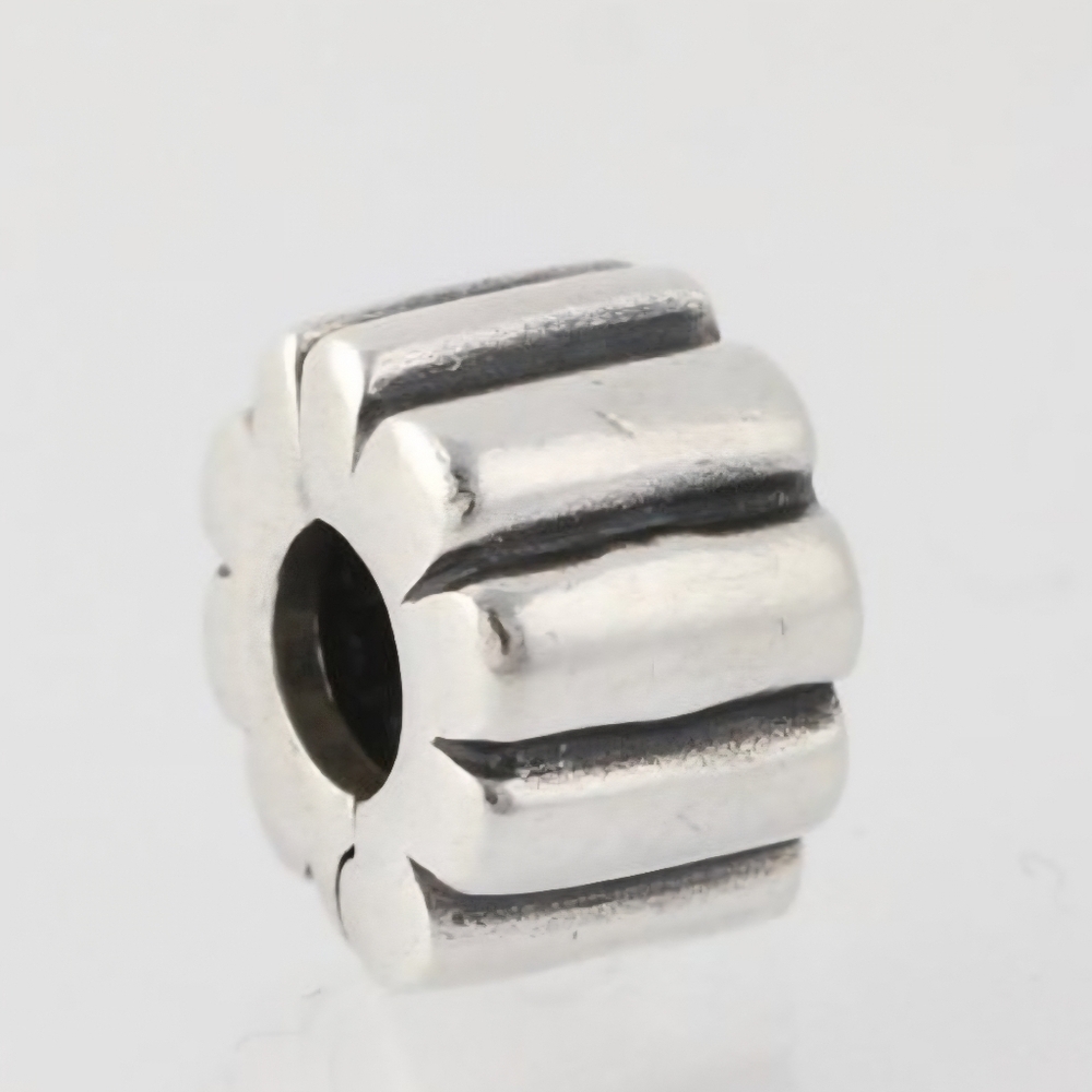 Pandora Ribbed Clip Charm 925 Sterling Silver Retired
